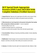 DCF Special Needs Appropriate Practices (SNP) Latest 2023/2024 With Complete Solutions