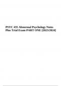 PSYC 435 Abnormal Psychology Notes Plus Trial Exam PART ONE 2023/2024