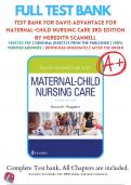 Test Bank for Davis Advantage for Maternal Child Nursing Care 3rd Edition Scannell (Updated 2023), 9781719640985, Chapter 1 - 33 All Chapters with Answers and Rationals 
