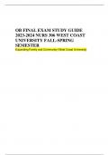 OB FINAL EXAM STUDY GUIDE 2023-2024 NURS 306 WEST COAST UNIVERSITY FALL-SPRING SEMESTER
