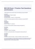BIO 230 Exam 1 Practice Test Questions and Answers