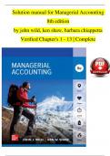 Solution Manual for Managerial Accounting, 8th edition by John Wild, ken Shaw, Barbara Chiappetta, Verified Chapters 1 - 13, Complete Newest Version