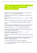Chemical Engineering Thermodynamics Exam (2023-2024) | Questions & Answers (Graded A)