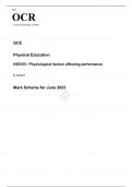 OCR A Level Physical Education H555/01 JUNE 2023 MARK SCHEME: Physiological factors affecting performance