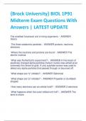 {Brock University} BIOL 1P91  Midterm Exam Questions With  Answers | LATEST UPDATE