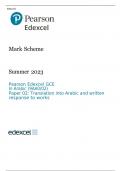 Pearson Edexcel GCE In Arabic (9AA0/02) Paper 02 MARK SCHEME Summer 2023: Translation into Arabic and written response to works