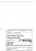 Pearson Edexcel Level 3 GCE German Advanced PAPER 2 JUNE 2023 QUESTION PAPER: Written response to works and translation