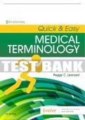 Test Bank For Quick & Easy Medical Terminology, 9th - 2020 All Chapters - 9780323595995