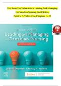 TEST BANK For Yoder-Wise’s Leading And Managing In Canadian Nursing, 2nd Edition, Patricia S. Yoder-Wise, Verified Chapters 1 - 32, Complete Newest Version