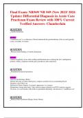 Final Exam: NR569/ NR 569 (New 2023/ 2024 Update) Differential Diagnosis in Acute Care  Practicum Exam Review with 100% Correct Verified Answers- Chamberlain 