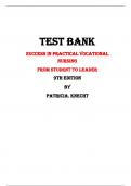 Success in Practical Vocational Nursing From Student to Leader 9th Edition Test Bank By Patricia. Knecht | Chapter 1 – 19, Latest - 2023/2024|