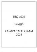 BIO 1020 BIOLOGY I COMPLETED EXAM 2024