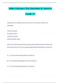 Police Entrance Test Questions & Answers Grade A+