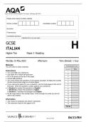 AQA GCSE ITALIAN Higher Tier Paper 3 Reading QP 2023 