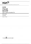 AQA GCSE ITALIAN 8633/RF Paper 3 Reading Foundation Tier Mark scheme June 2023