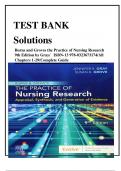 TEST BANK Solutions Burns and Groves the Practice of Nursing Research 9th Edition by Gray/ ISBN-13 978-0323673174/All Chapters 1-29/Complete Guide