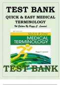 Test Bank for Quick & Easy Medical Terminology 9th Edition by Peggy C. Leonard ISBN 9780323595995 Chapter 1-15 | Complete Guide A+