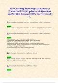Coaching Knowledge Assessment (CKA) for ICF (Latest 2023/ 2024 Updates STUDY BUNDLE WITH COMPLETE SOLUTIONS)  Questions and Verified Answers| 100% Correct| Grade A