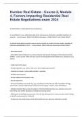 Humber Real Estate - Course 2, Module 4, Factors Impacting Residential Real Estate Negotiations exam 2024