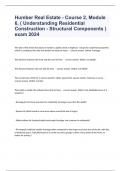 Humber Real Estate - Course 2, Module 6, ( Understanding Residential Construction - Structural Components ) exam 2024 