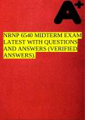 NRNP 6540 MIDTERM EXAM LATEST WITH QUESTIONS AND ANSWERS (VERIFIED ANSWERS).