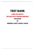 Test Bank For Burns and Grove's  The Practice of Nursing Research 9th Edition By Jennifer R. Gray, Susan K. Grove |All Chapters,  Year-2024|