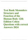   Test Bank Memmlers Structure and Function of the Human Body 12th Edition Cohen Questions with correct Answers 2024