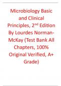 Test Bank For Microbiology Basic and Clinical Principles 2nd Edition By  Lourdes Norman-McKay  (All Chapters, 100% original verified, A+ Grade)