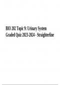 BIO 202 Topic 9: Urinary System Exam Questions and Answers Latest 2024 - Straighterline