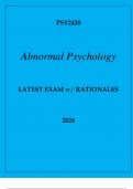 PSY2420 ABNORMAL PSYCHOLOGY LATEST EXAM WITH RATIONALES 2024.