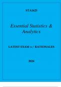 STA1625 ESSENTIAL STATISTICS & ANALYTICS LATEST EXAM WITH RATIONALES 2024