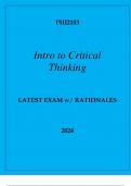 PHI2103 INTRO TO CRITICAL THINKING LATEST EXAM WITH RATIONALES 2024
