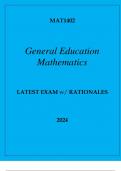 MAT1402 GENERAL EDUCATION MATHEMATICS LATEST EXAM WITH RATIONALES 2024.p