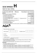 AQA GCSE SPANISH H Higher Tier Paper 4 Writing 2023