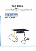 Test Bank For Abnormal Psychology An Integrative Approach 5th Edition By David H. Barlow |2024|