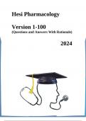 2024 Hesi Pharmacology Version 1-100 (Questions and Answers With Rationale)