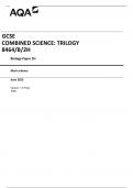 AQA GCSE COMBINED SCIENCE: TRILOGY 8464/B/2H Biology Paper 2H  Mark scheme 2023