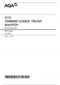 GCSE AQA June 2023 Higher Combined Science: Trilogy Physics Paper 2H Mark Scheme