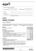 GCSE AQA May 2023 Media Studies Paper 1