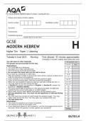 AQA GCSE MODERN HEBREW Higher Tier Paper 1 Listening QP 2023 