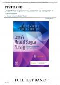 Test Bank For Lewis's Medical-Surgical Nursing: Assessment and Management of Clinical Problems, Single Volume 12th Edition||ISBN NO:10,0323789617||ISBN NO:13,978-0323789615||All Chapters||A+, Guide.
