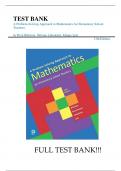 Test Bank for A Problem Solving Approach to Mathematics for Elementary School Teachers, 13th Edition Rick Billstein, Shlomo Libeskind, Johnny Lott||ISBN NO:10,0135261686||ISBN NO:13,978-0135261682||All Chapters||Complete Guide A+