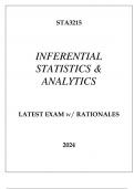 STA3215 INFERENTIAL STATISTICS & ANALYTICS LATEST EXAM WITH RATIONALES 2024