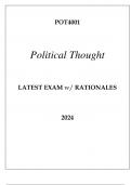 POT4001 POLITICAL THOUGHT LATEST EXAM WITH RATIONALES 2024