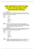 NURS 2488 MENTAL HEALTH EXAM SUCCESS DETAILED Q&A WITH EXPLANATIONS FOR 2024