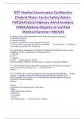 DOT Medical Examination Certification (Federal Motor Carrier Safety Admin:  FMCSA,Federal Highway Administration:  FHWA,National Registry of Certified  Medical Examiner: NRCME)