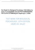 Test Bank For Biological Psychology 13th Edition by James W. Kalat||ISBN NO:10,9781337408202||ISBN NO:13,978-1337408202||All Chapters||A+, Guide. TEST BANK FOR BIOLOGICAL PSYCHOLOGY, 13TH EDITION,