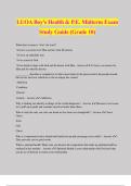 LUOA Boy's Health & P.E. Midterm Exam Study Guide (Grade 10)