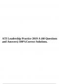 ATI Leadership Practice 2019 A (60 Questions and Answers) 100%Correct Solutions.