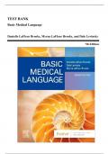 Test Bank - Basic Medical Language, 7th Edition (LaFleur Brooks, 2024), Lesson 1-12 | All Chapters